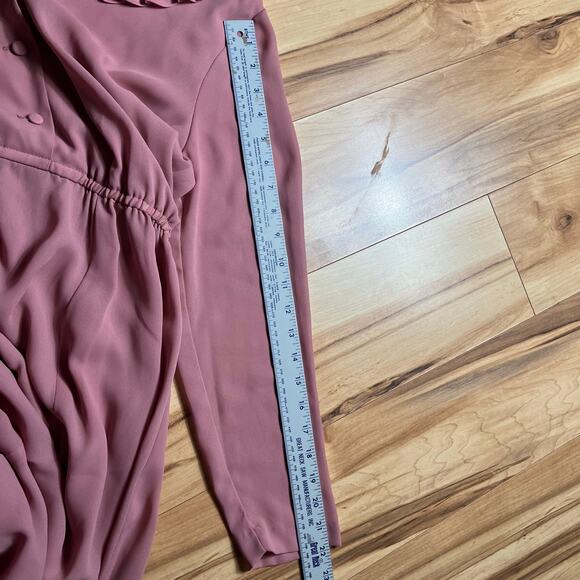 VINTAGE 60s Coquette Size 12 Ruffle Collar Dress Shirtwaist Pink Pastel - Picture 6 of 6